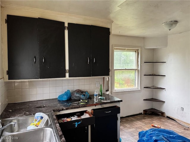 kitchen featuring tasteful backsplash and sink