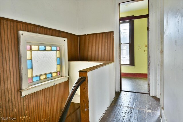 hallway with hardwood / wood-style flooring and plenty of natural light