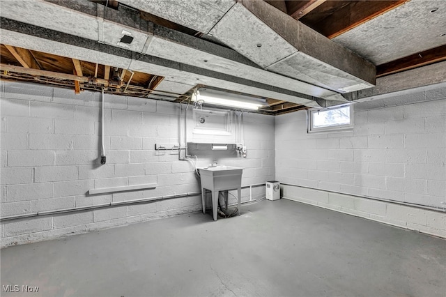 basement featuring sink