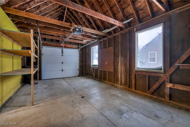 garage with a garage door opener