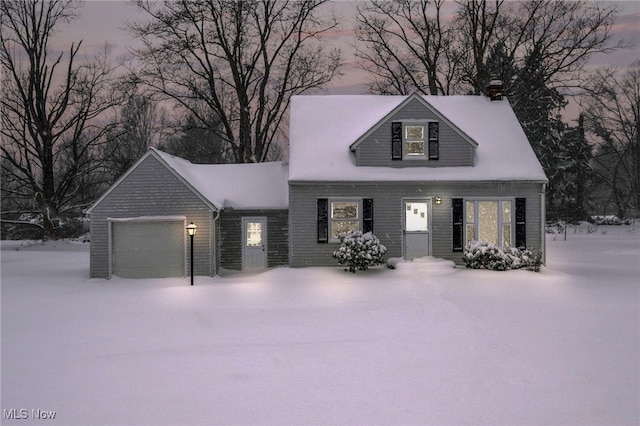 cape cod home with a garage