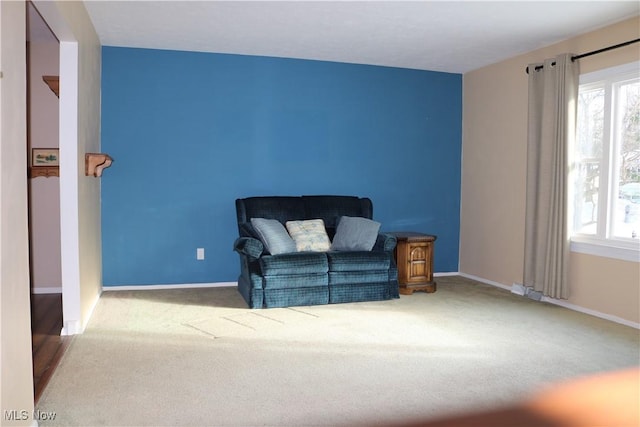 sitting room featuring carpet