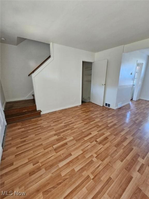 unfurnished living room featuring light hardwood / wood-style floors