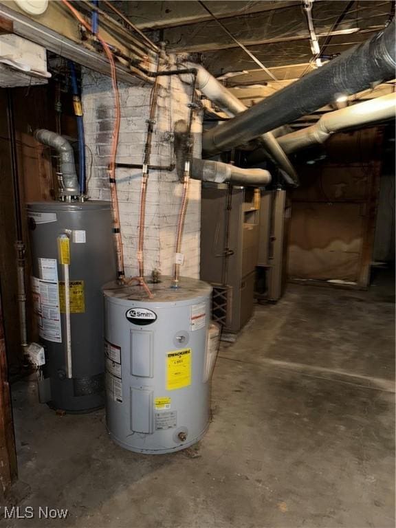 utility room featuring electric water heater and water heater