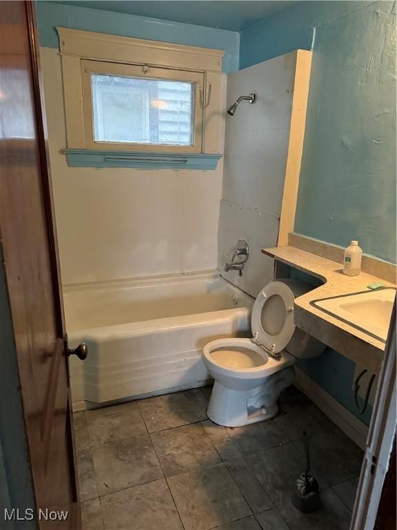 full bathroom featuring vanity, toilet, and tub / shower combination