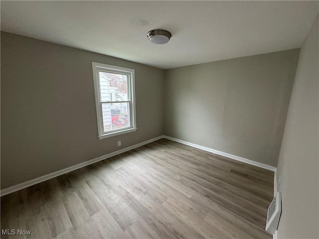 spare room featuring wood-type flooring