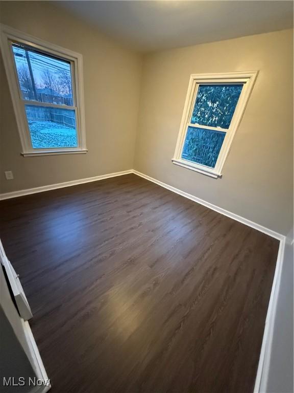 empty room featuring dark hardwood / wood-style flooring