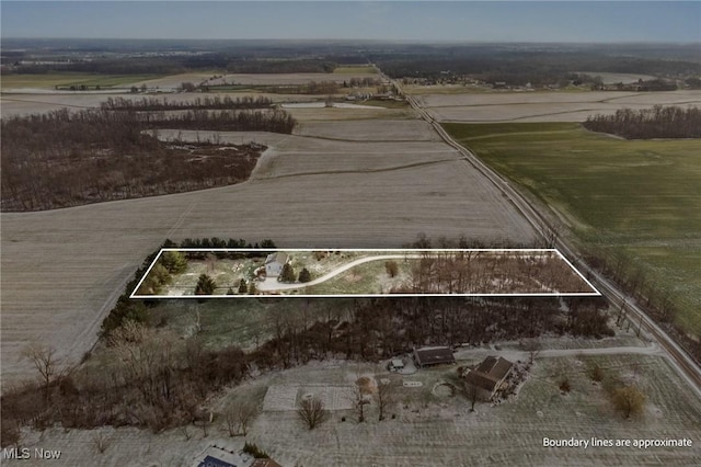 bird's eye view featuring a rural view