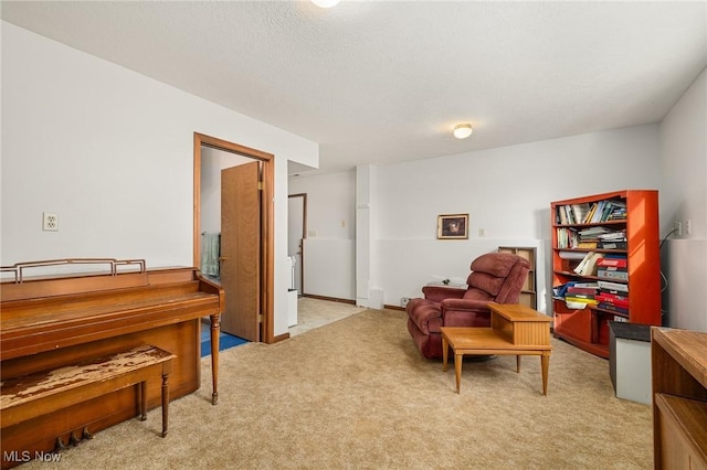 sitting room with light carpet