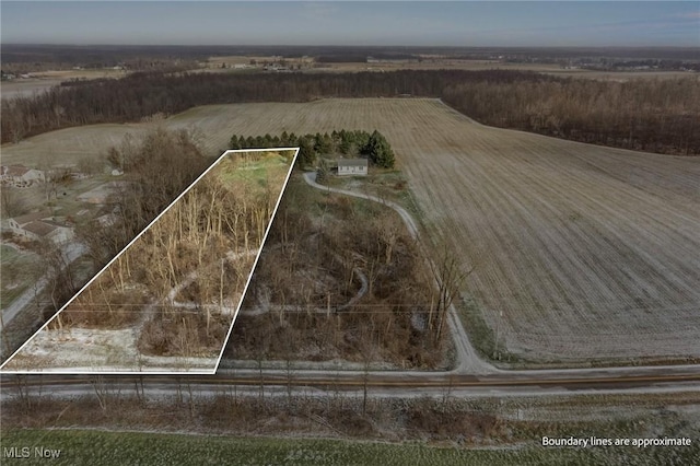 aerial view featuring a rural view