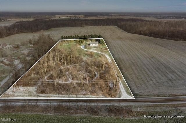 bird's eye view featuring a rural view