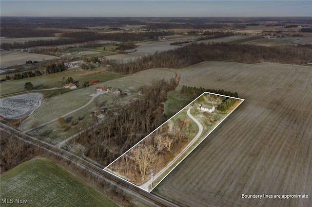 aerial view with a rural view