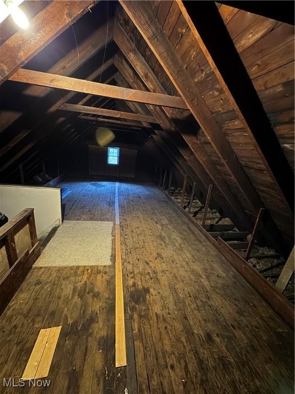 view of unfinished attic