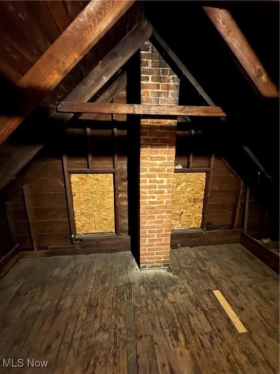 view of unfinished attic