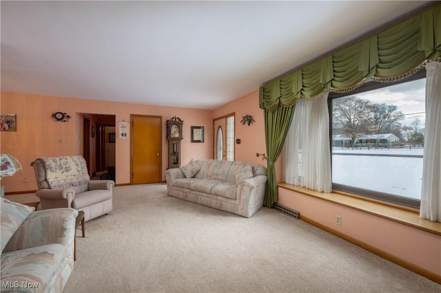 living room with carpet floors