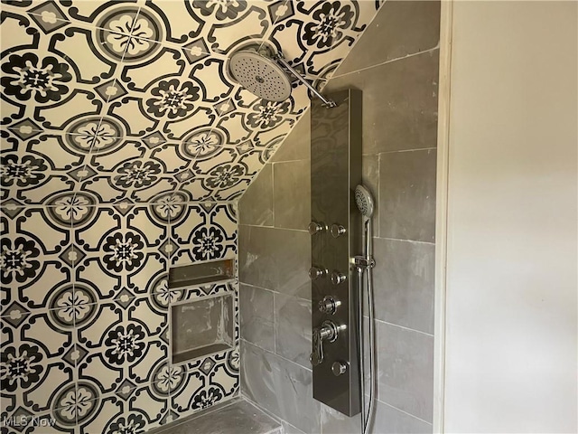 room details with a tile shower