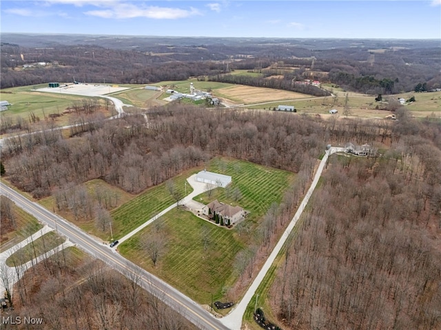 bird's eye view featuring a rural view