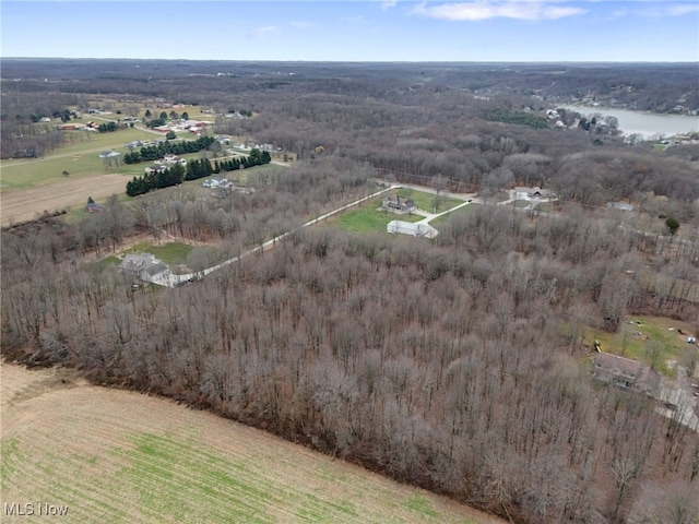 birds eye view of property with a rural view