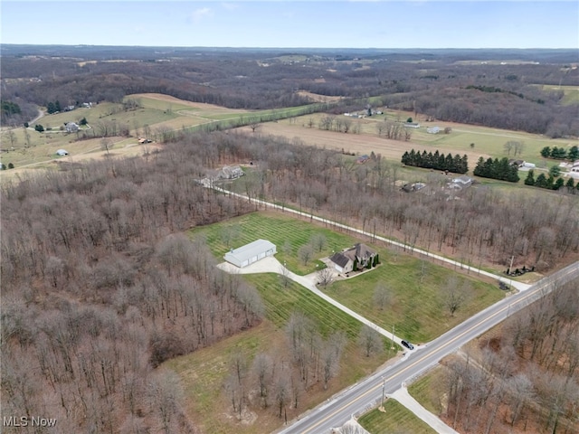 aerial view with a rural view