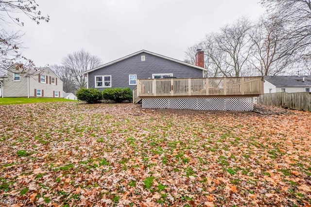 view of yard with a wooden deck