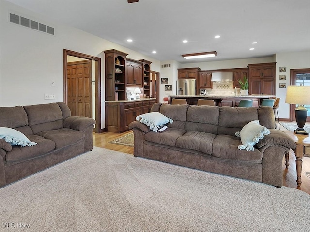 living room featuring light hardwood / wood-style flooring