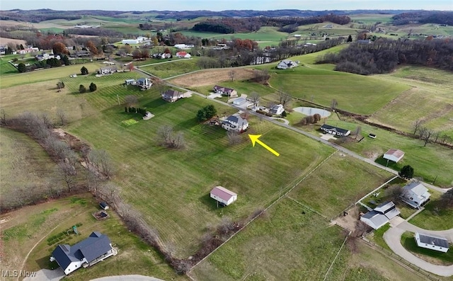 bird's eye view with a rural view