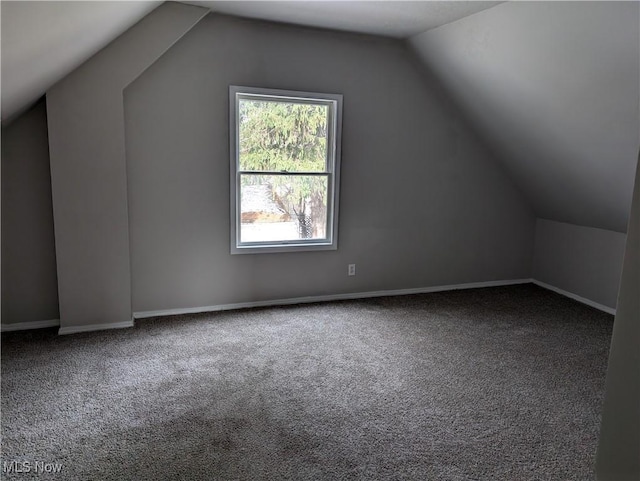 bonus room featuring carpet and vaulted ceiling