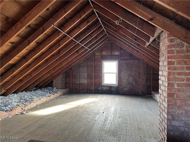 view of unfinished attic