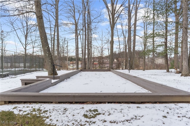 view of yard covered in snow