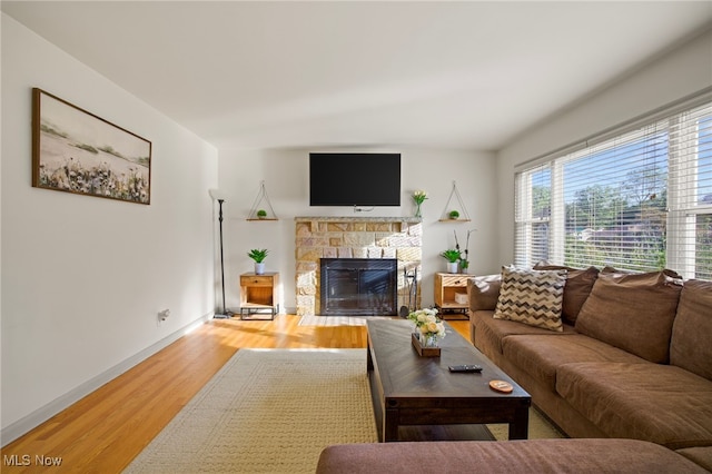 living room with hardwood / wood-style floors