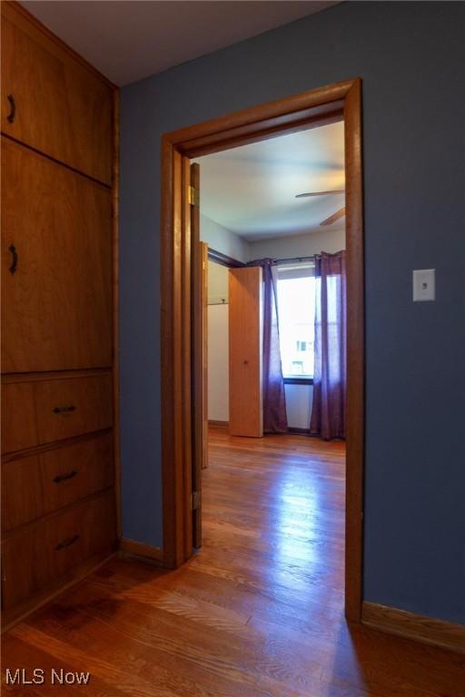 corridor featuring light hardwood / wood-style flooring