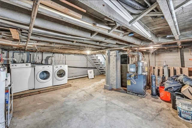 basement featuring separate washer and dryer