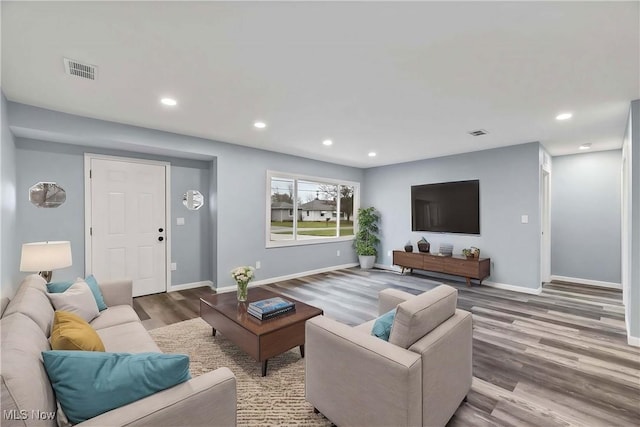 living room featuring hardwood / wood-style flooring