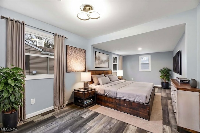 bedroom featuring dark wood-type flooring