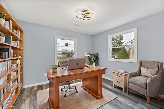 office featuring dark hardwood / wood-style floors