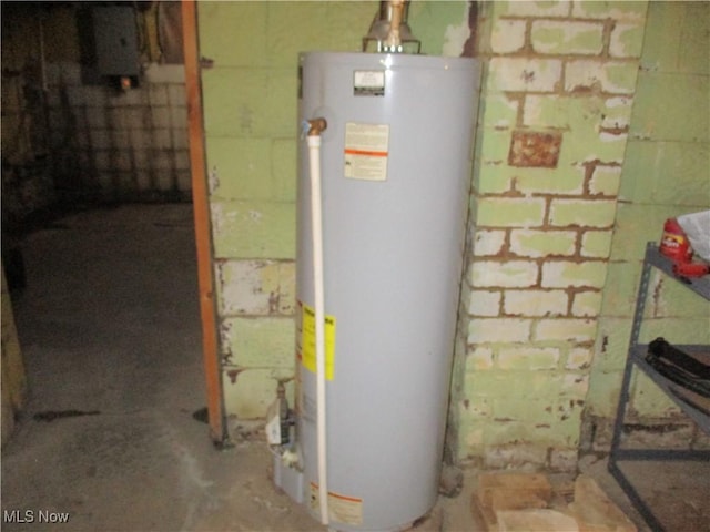 utilities featuring electric panel and water heater