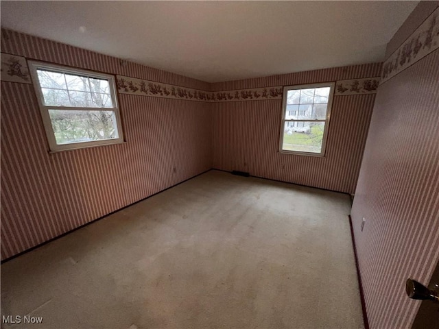 spare room featuring light carpet and a healthy amount of sunlight