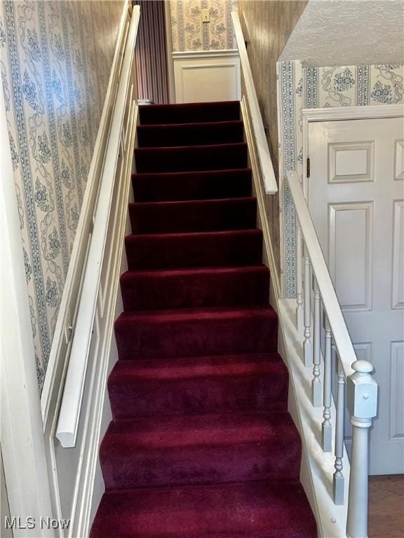 stairs with hardwood / wood-style floors