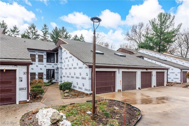 exterior space with a garage