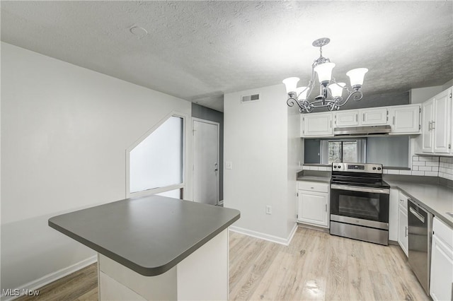 kitchen featuring light wood-type flooring, white cabinetry, and stainless steel appliances