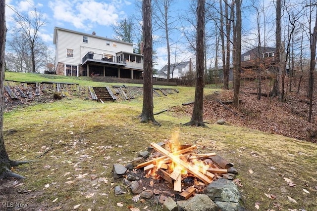 view of yard featuring a deck