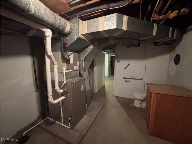 basement with heating unit