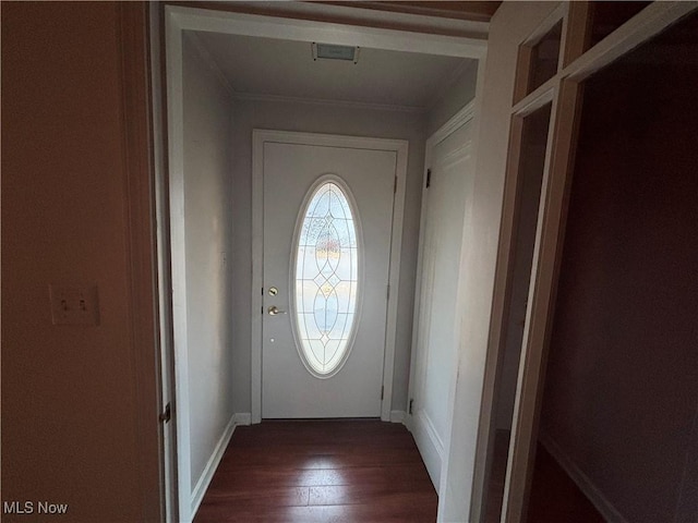 doorway to outside with dark hardwood / wood-style floors