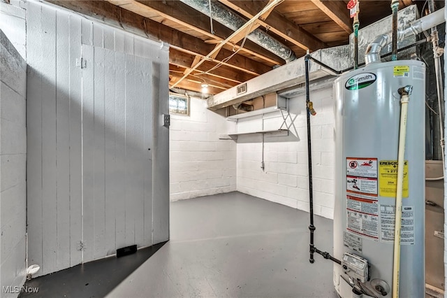 basement with water heater