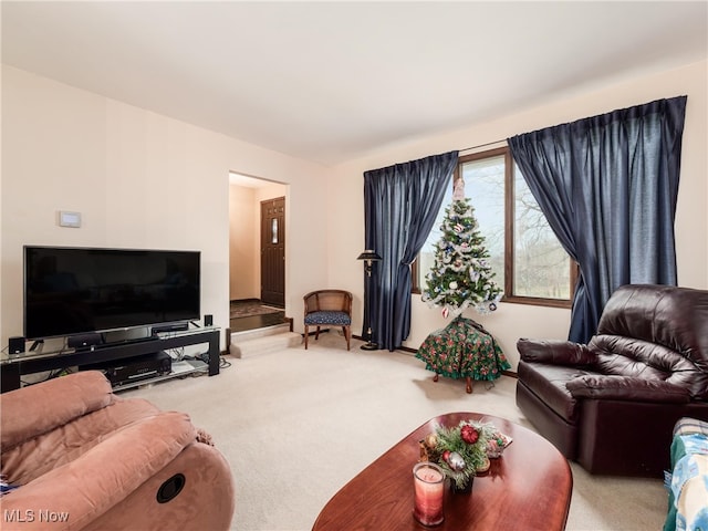 living room featuring carpet flooring