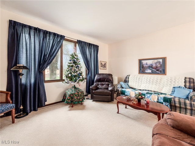 living room featuring carpet floors