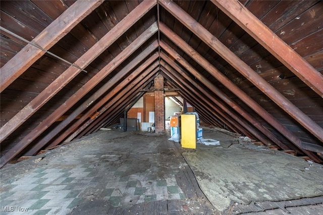 view of unfinished attic