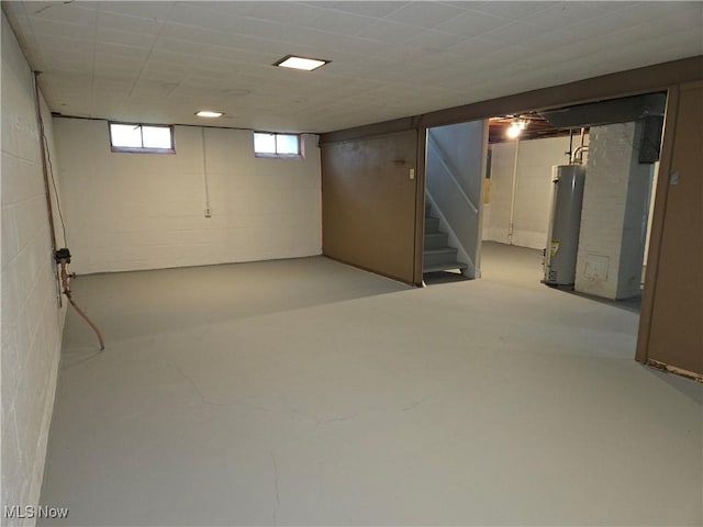 basement with water heater