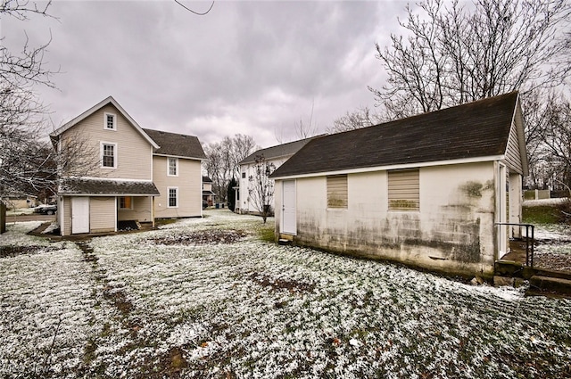 view of snow covered exterior