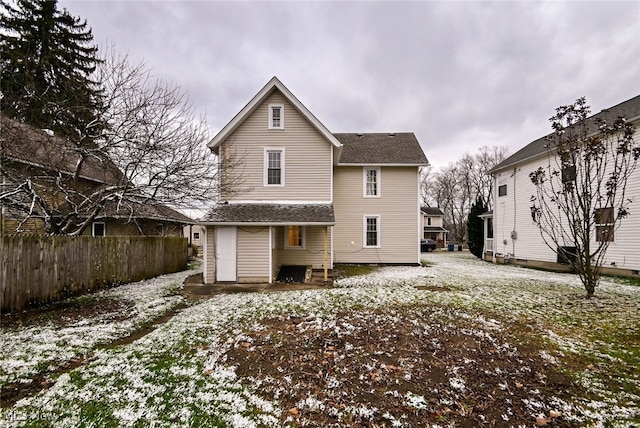 view of snow covered property